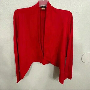 Vintage La Scala red drape front open cardigan work office Large Christmas